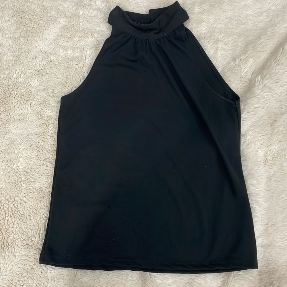 Black, high neck, sleeveless shirt, size medium